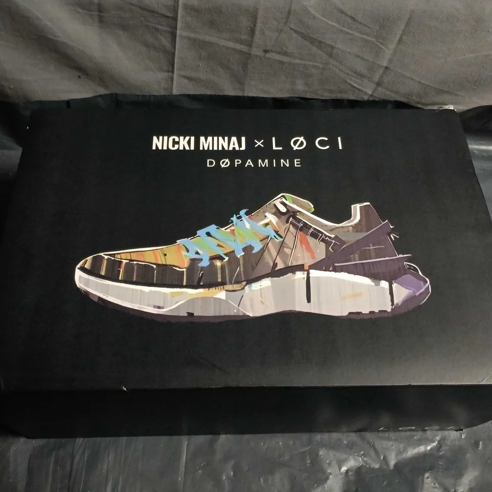 BOXED PAIR OF LOCI X NICKI MINAJ DOPAMINE SNEAKERS – PINK- UK SIZE 6