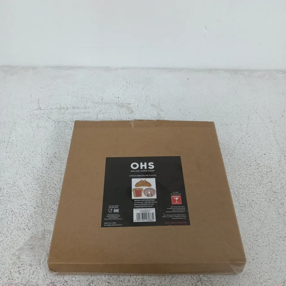 OHS ONLINE HOME SHOP 3 PACK SWEETIE PIE PLATES – MELAMINE, BOXED