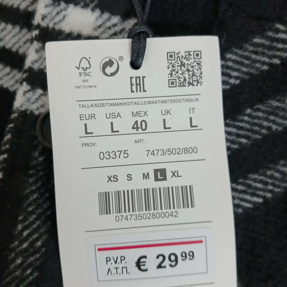 PULL & BEAR LUMBERJACK SHIRT BLACK SIZE UK L