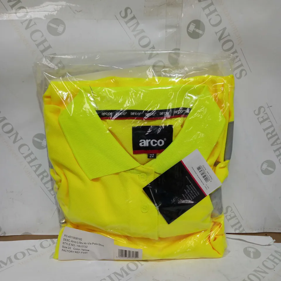 LOT OF APPROXIMATELY 5 BRAND NEW ARCO LADIES LONG SLEEVED HIGH VIS POLO SHIRTS - SIZE 22