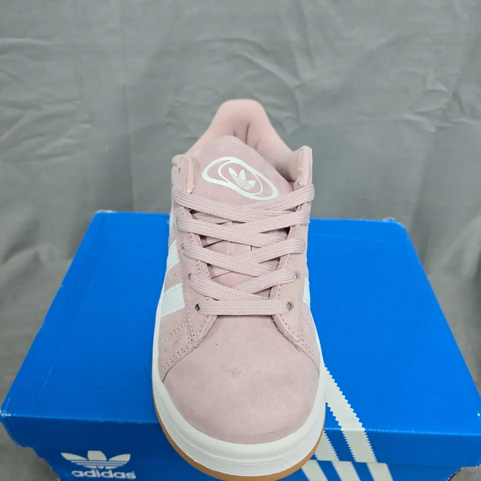 BOXED PAIR OF ADIDAS CAMPUS PINK SUEDE SNEAKERS – KIDS - UK SIZE 2