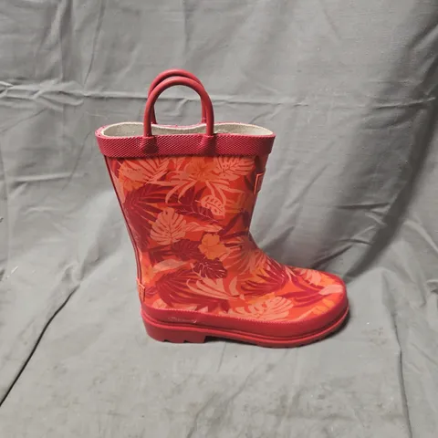 REGATTA GREAT OUTDOORS KIDS' WELLINGTON BOOTS β RED TROPICAL FLORAL PRINT, UK 12 (EU 31)