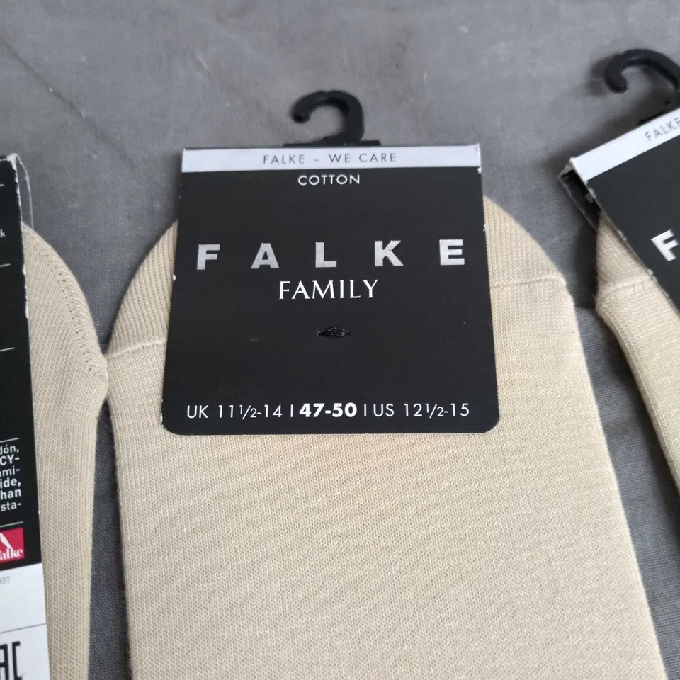 FALKE FAMILY COTTON SOCKS – SAND, UK 11 1/2–14 (US 12 1/2–15) – 3 PACK