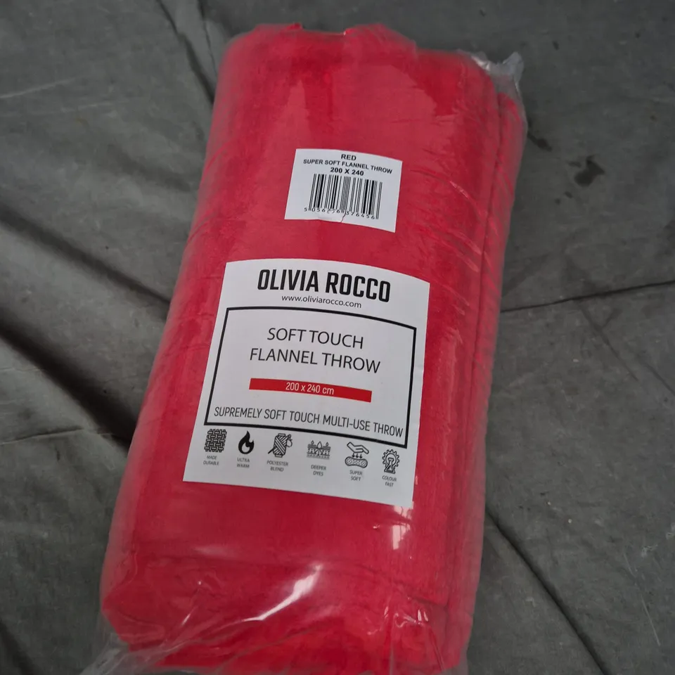 OLIVIA ROCCO SOFT TOUCH FLANNEL THROW - 200 X 240CM