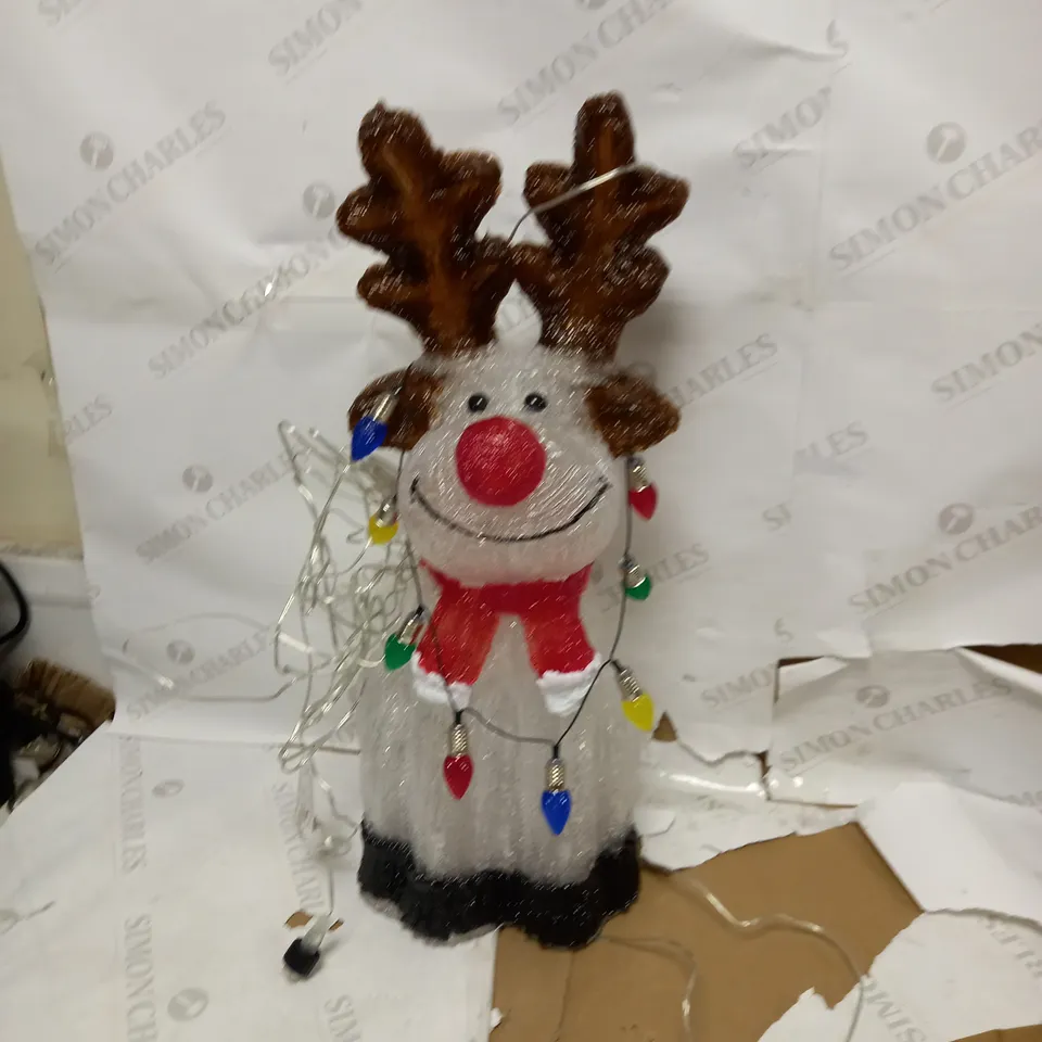 54CM REINDEER WITH TIMER WHITE & MULTICOLOURED LEDS