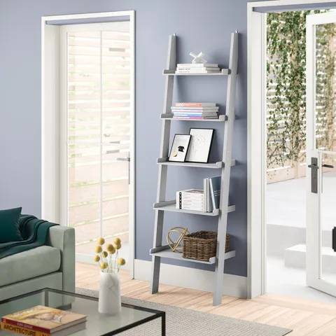BOXED IRA LADDER BOOKCASE - GREY FINISH