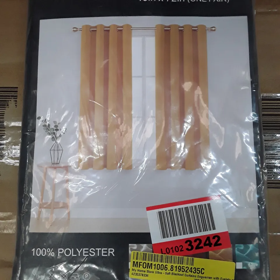 MY HOME STORE ULTRA-SOFT BLACKOUT CURTAINS ENGUERRAN WITH EYELETS AND TIE BACKS (SET OF 2)