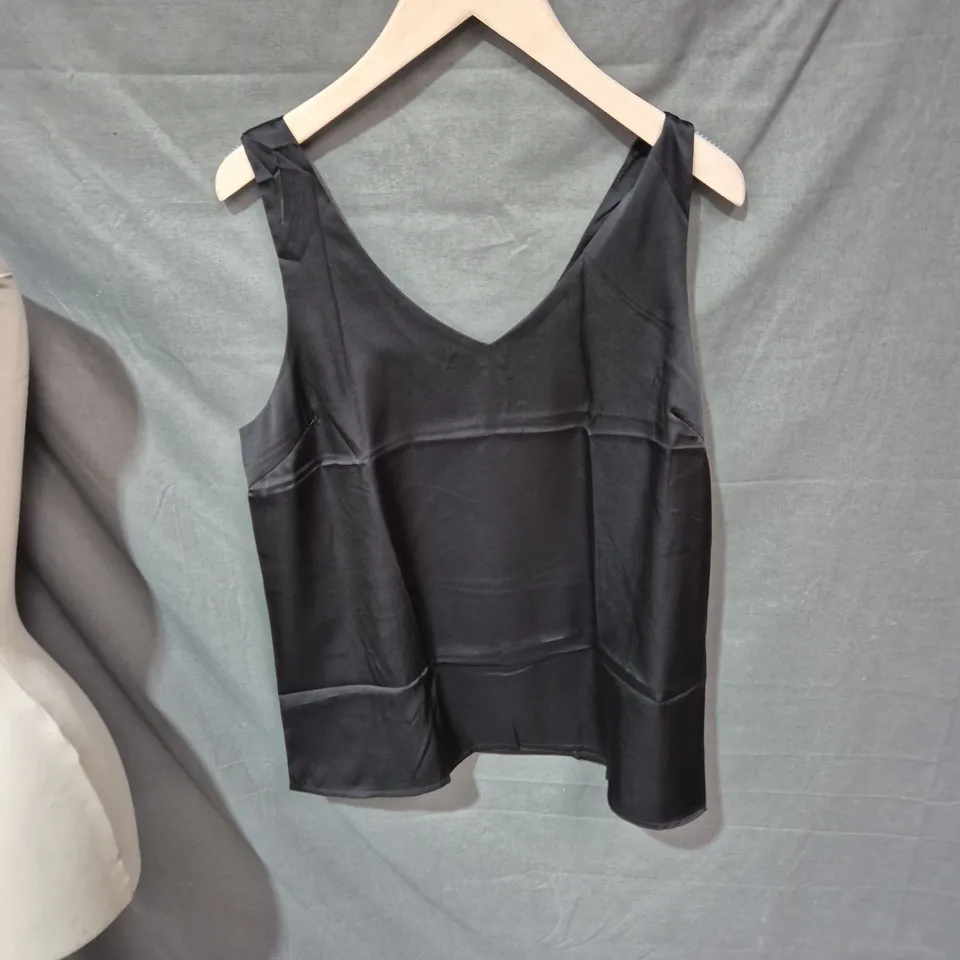 EKOUAER WOMEN'S SATIN SLEEP TOP – BLACK, SLEEVELESS, V-NECK SIZE SMALL