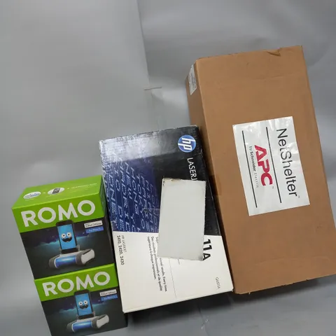 LARGE BOX OF 11 ASSORTED ELECTRICAL ITEMS TOO INCLUDE CHARGING STATIONS , LASER JETS AND NET SHELTERS , ETC