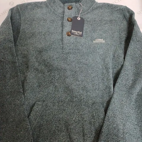 WEIRD FISH DUNSTAN ECO BUTTON NECK TWISTED MARL FLEECE - LARGE