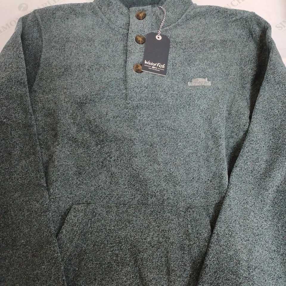 WEIRD FISH DUNSTAN ECO BUTTON NECK TWISTED MARL FLEECE - LARGE