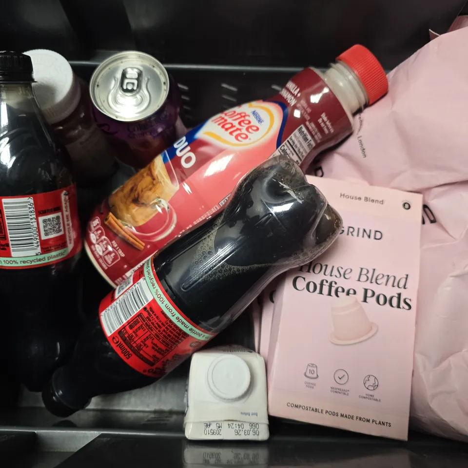 APPROXIMATELY 10 ASSORTED FOOD & DRINK ITEMS TO INCLUDE - VIMTO , ROBINSONS SUMMER FRUITS , COCA COLA NO SUGAR ETC