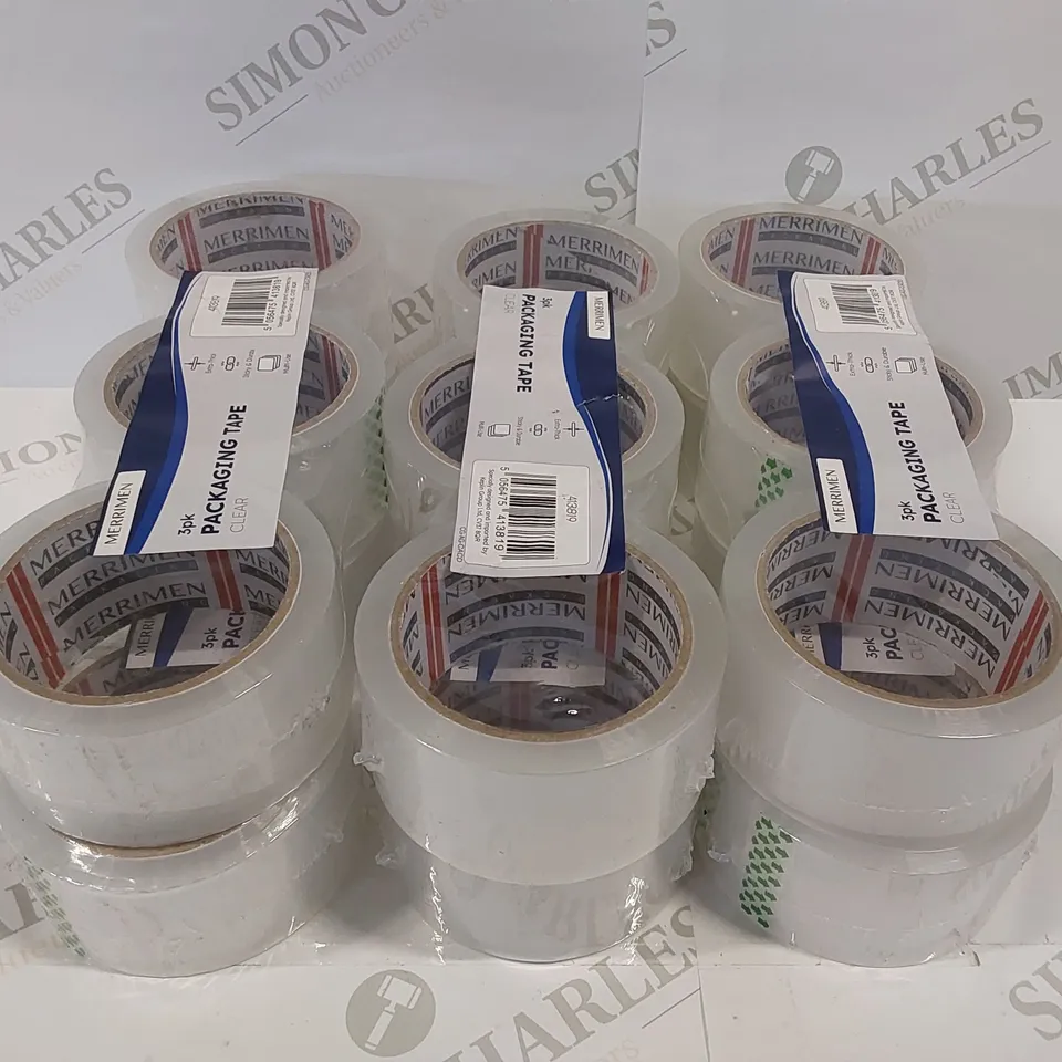 SIX BRAND NEW PACKS OF THREE PACKING TAPE ROLLS 