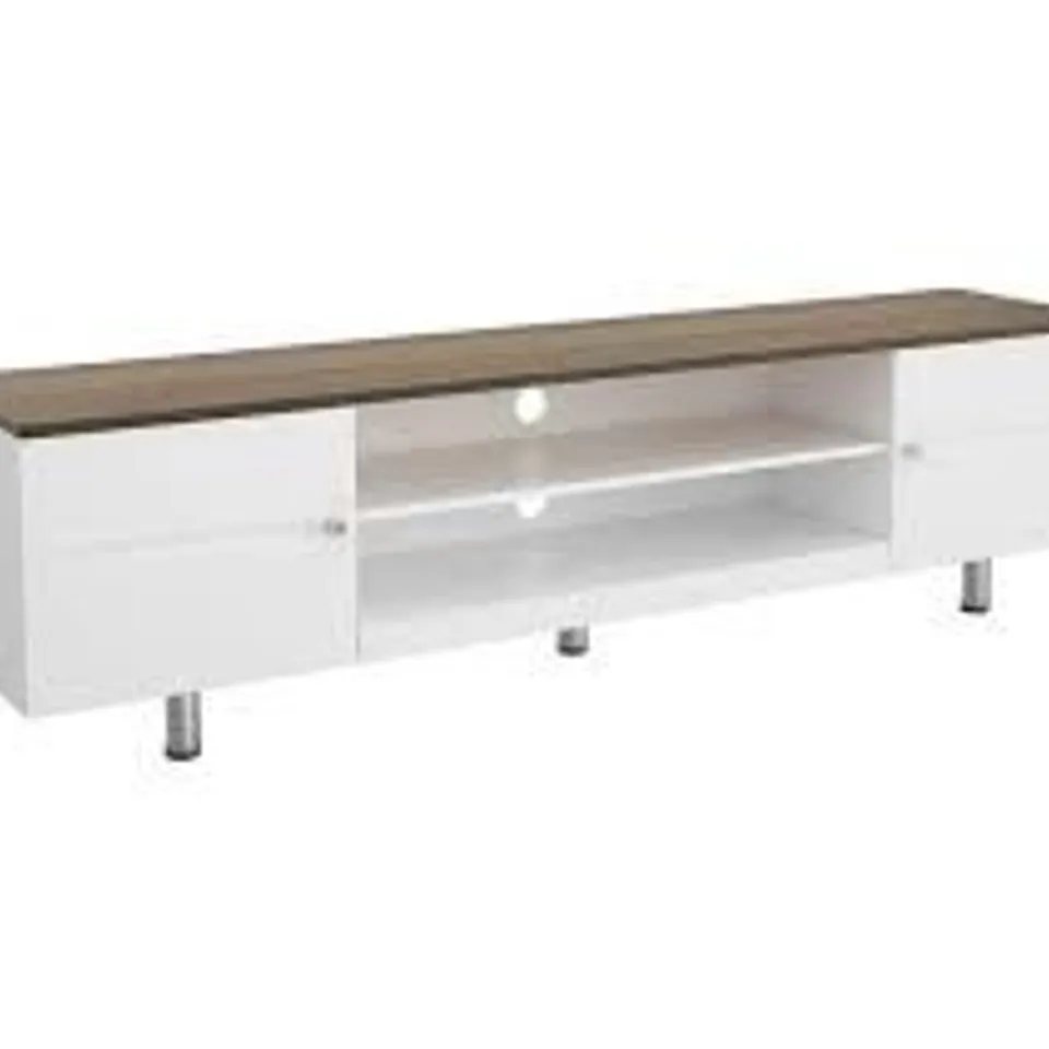 BOXED AVF WHITESANDS 1900mm TV STAND FOR UP TO 85" TVS - WHITE & RUSTIC WOOD - FS1900WSSW (1 BOX)