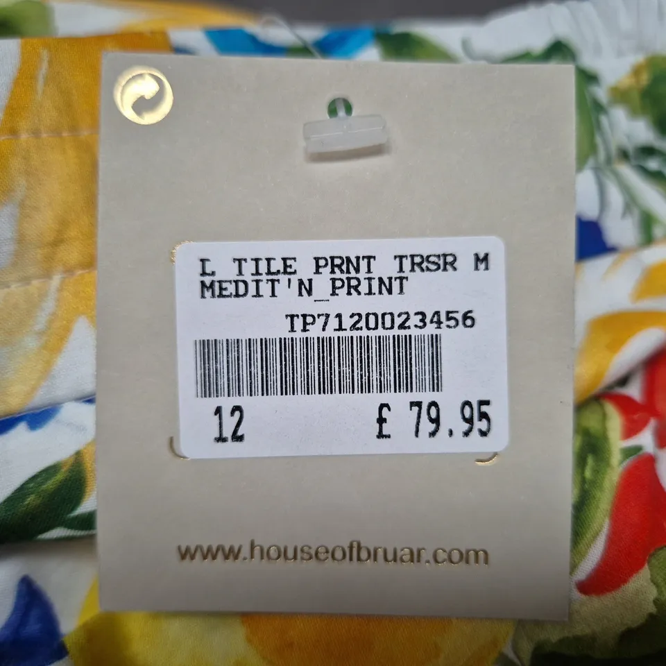 HOUSE OF BRUAR WOMEN'S TILE PRINT TROUSERS – UK 12