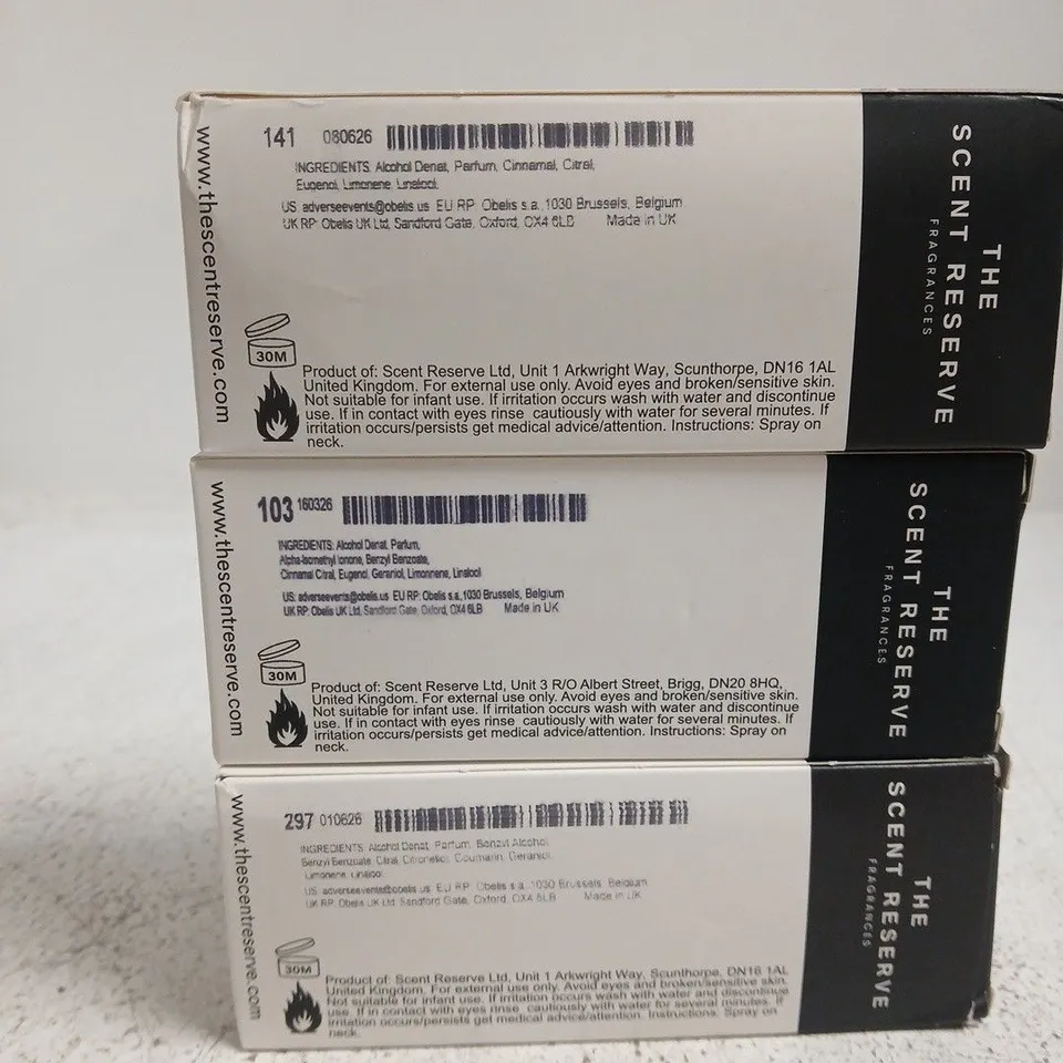 3 X 100ML OF ASSORTED THE SCENT RESERVE FRAGRANCES (MEN'S)