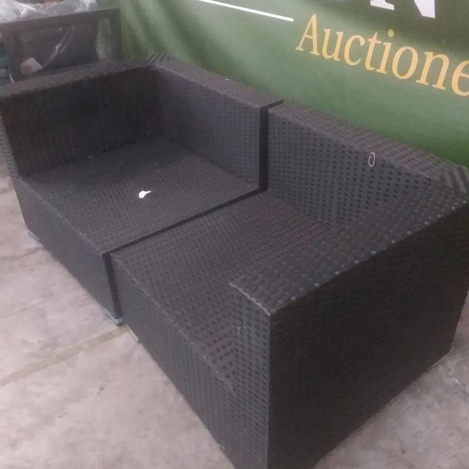 RATTAN EFFECT 2 SEATER GARDEN SOFA BLACK