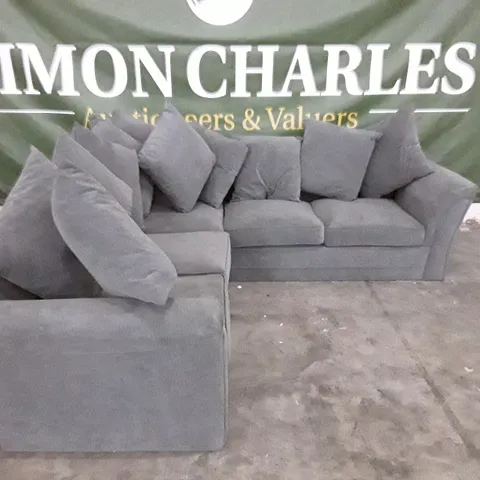 L-SHAPED SOFA - GREY FABRIC (3 PIECES)