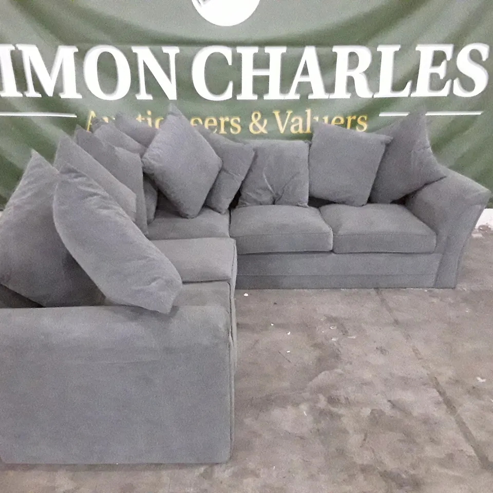 L-SHAPED SOFA - GREY FABRIC (3 PIECES)