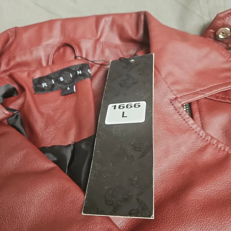 RISING BURGUNDY LEATHER JACKET  UK SIZE L