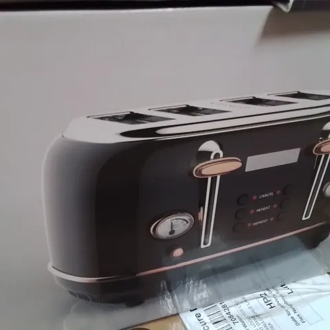 BOXED CHARLES&BENTLEY STAINLESS STEEL 4 SLICE TOASTER BLACK&ROSE GOLD