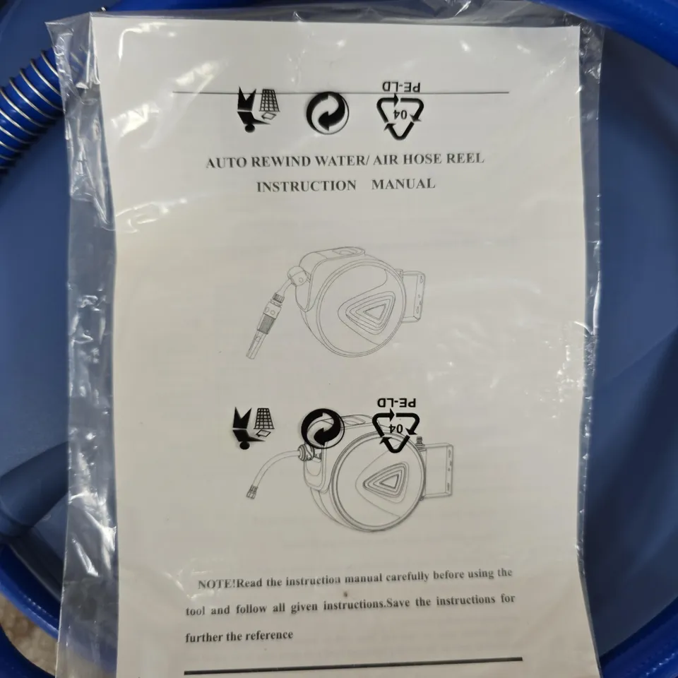 BLUE AUTO-REWIND WATER/AIR HOSE REEL