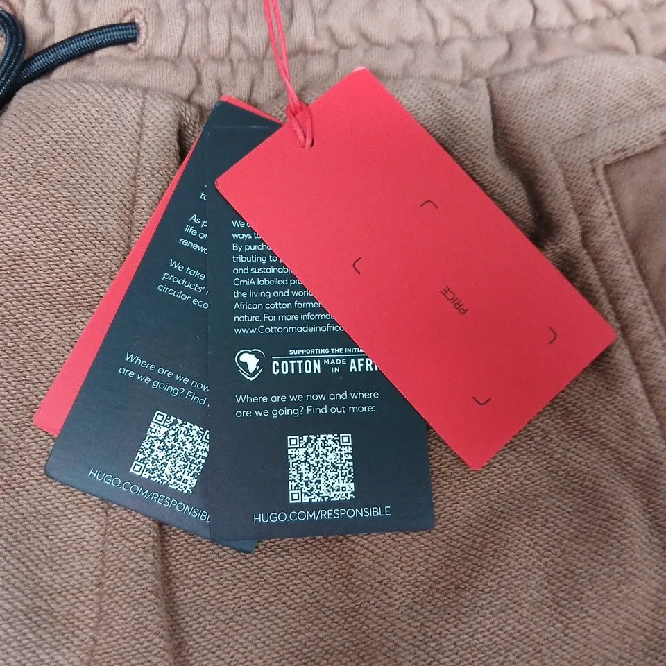 hugo boss exposed hem brown joggers - m