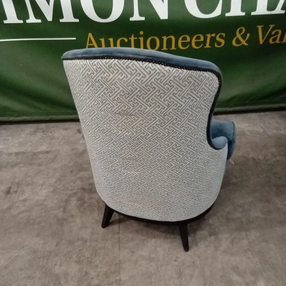 SET OF 2 QUALITY DESIGNER WING BACK VELVET CHAIRS