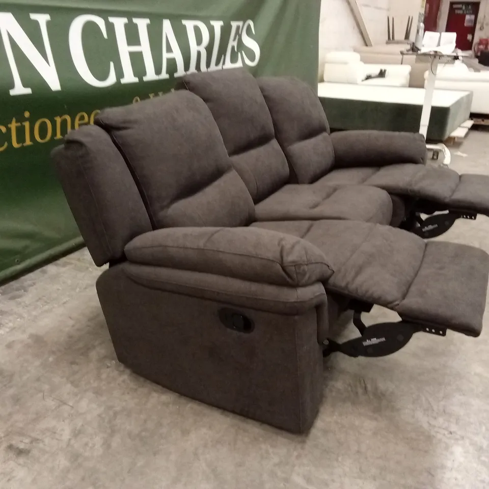 ALBION FABRIC 3 SEATER HIGH BACK MANUAL RECLINER SOFA - CHARCOAL RRP £749