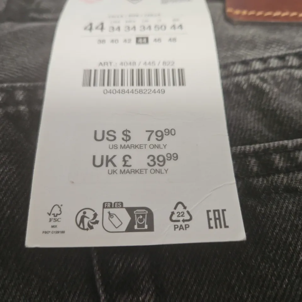 ZARA STRAIGHT LEG JEANS IN WASHED BLACK - EUR 44