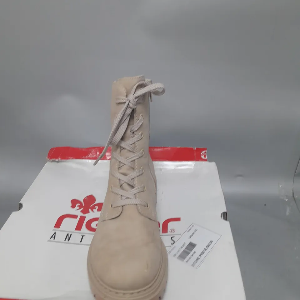 BOXED RIEKER LACE BOOTS, CREAM - SIZE 6 