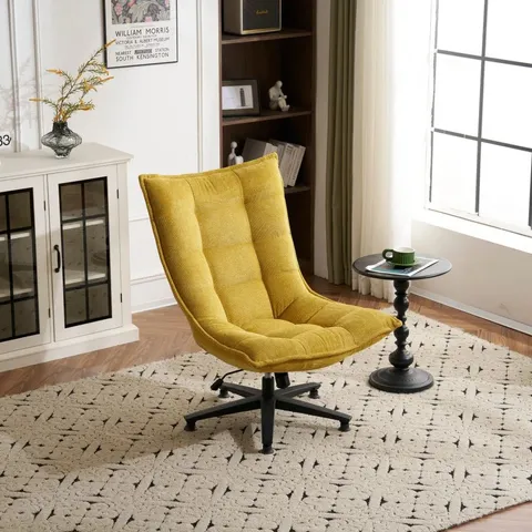 KANAUGA UPHOLSTERED SWIVEL ACCENT CHAIR - YELLOW