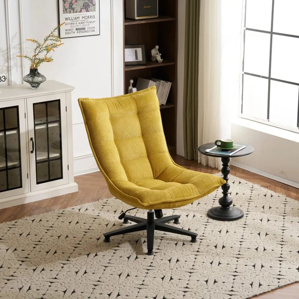 KANAUGA UPHOLSTERED SWIVEL ACCENT CHAIR - YELLOW