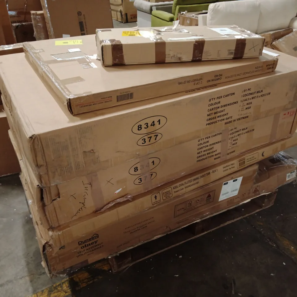 PALLET OF ASSORTED INCOMPLETE DESIGNER FURNITURE PARTS AND PIECES