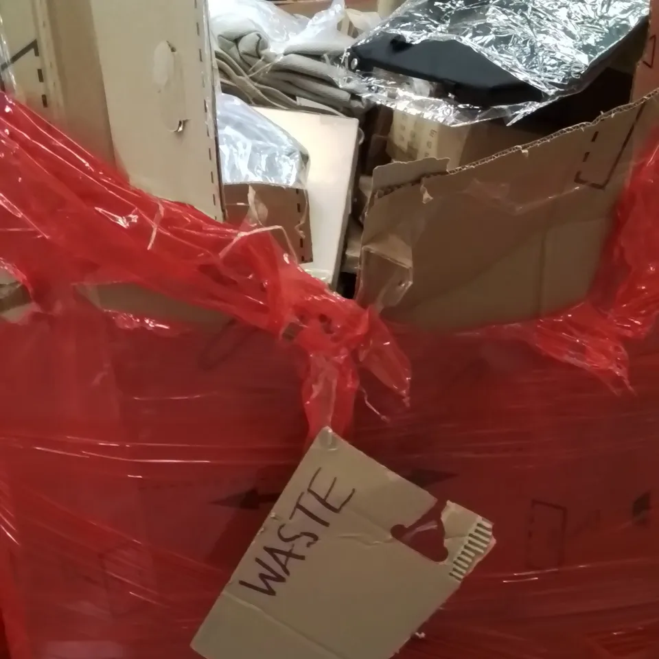PALLET OF ASSORTED HOUSEHOLD GOODS AND PRODUCTS TO INCLUDE;AREA RUG,RETRACTABLE SAFETY GATE,PHOTO FRAMES
