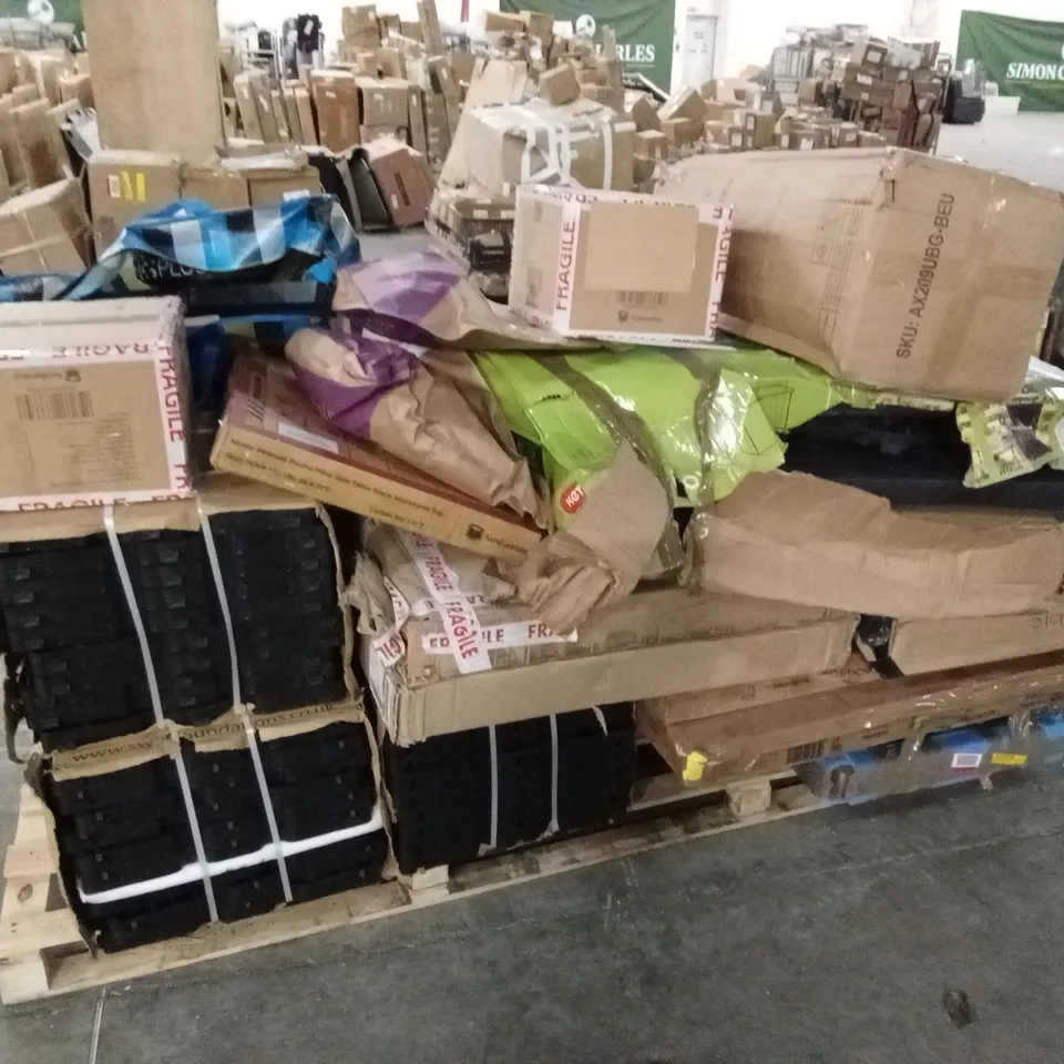 PALLET OF ASSORTED INCOMPLETE FURNITURE PARTS AND PIECES 