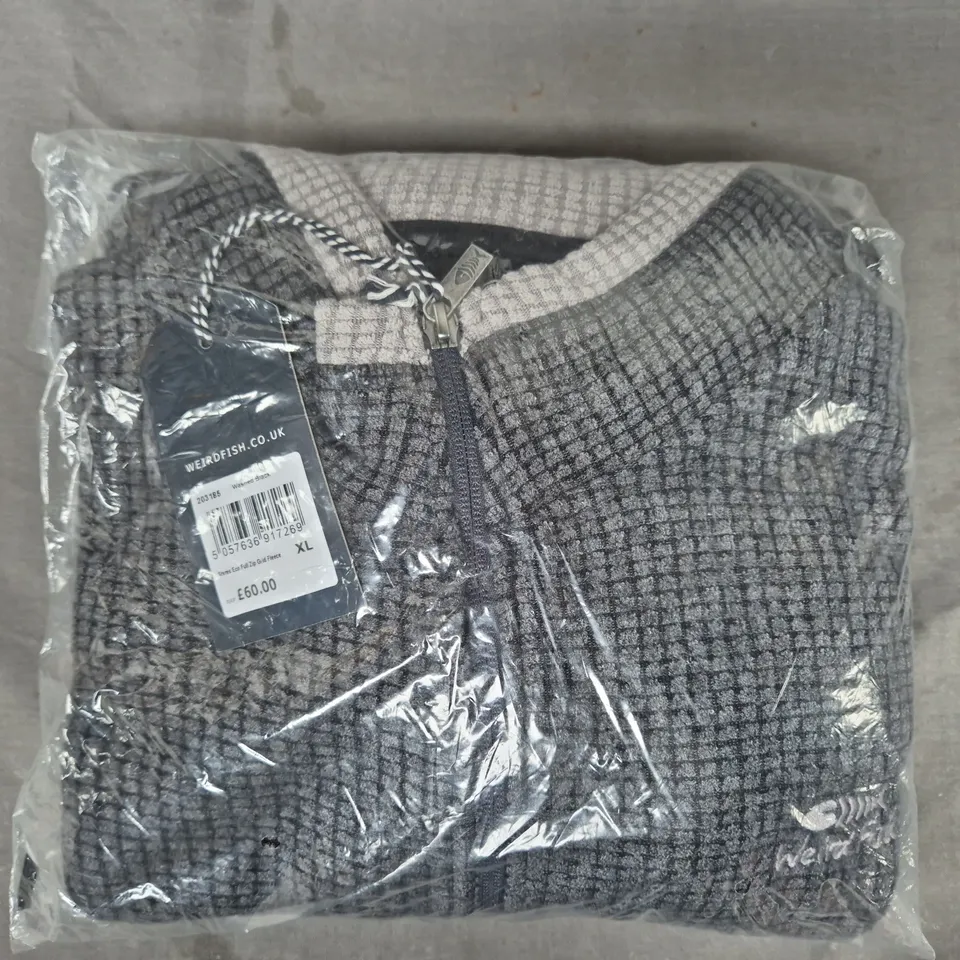 WEIRD FISH SHIRES ECO FULL ZIP GRID FLEECE IN GREY SIZE XL