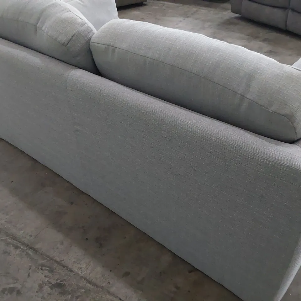 DESIGNER TWO SEATER SOFA GREY FABRIC WITH BOLSTER CUSHIONS 