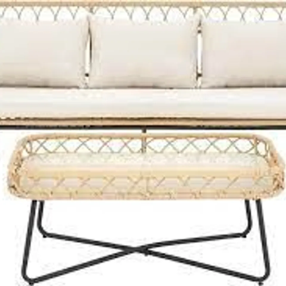 MADRID CANE EFFECT SOFA AND COFFEE TABLE SET (1 BOX ONLY) RRP £419.99