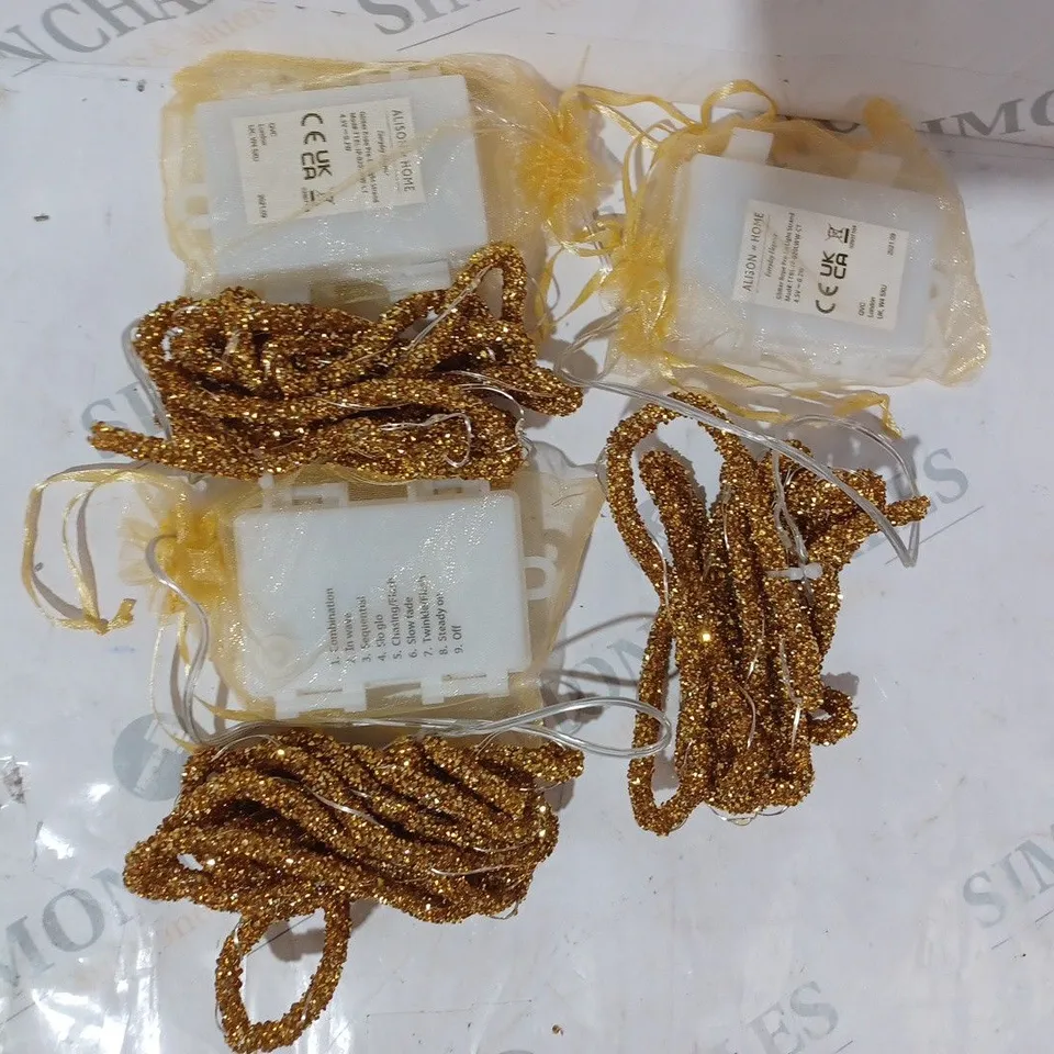 OUTLET ALISON CORK 2M INDOOR/OUTDOOR PRE-LIT GLITTER ROPE STRANDS IN GOLD COLOUR