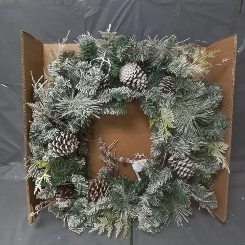 FROSTED CONE WREATH PRE LIT