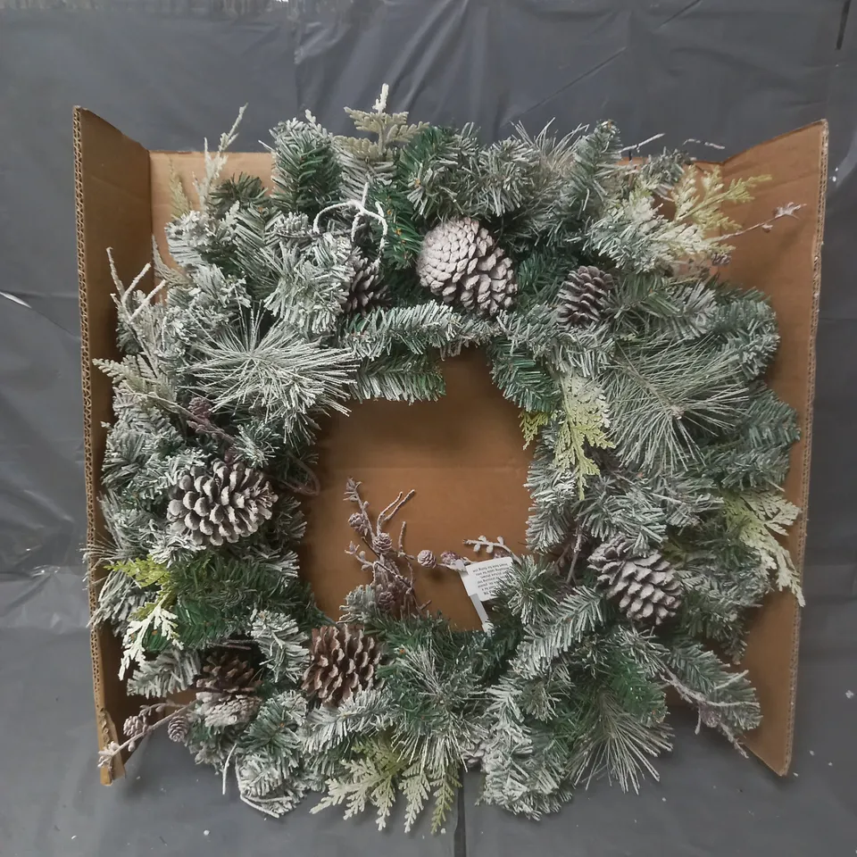 FROSTED CONE WREATH PRE LIT RRP £39.99