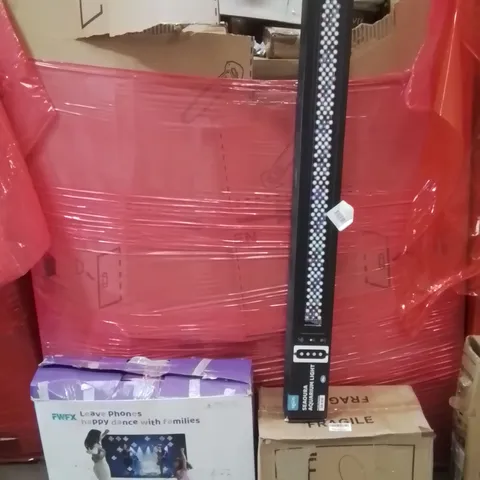 PALLET OF ASSORTED HOUSEHOLD GOODS AND PRODUCTS TO INCLUDE;TOILET SEAT,AQUARIUM LIGHT,DANCE PAD GAME