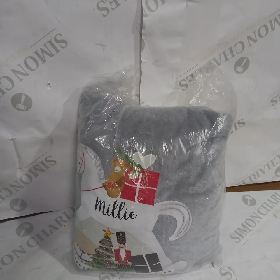PERSONALISED GREY ROCKING HORSE CHRISTMAS SACK RRP £20