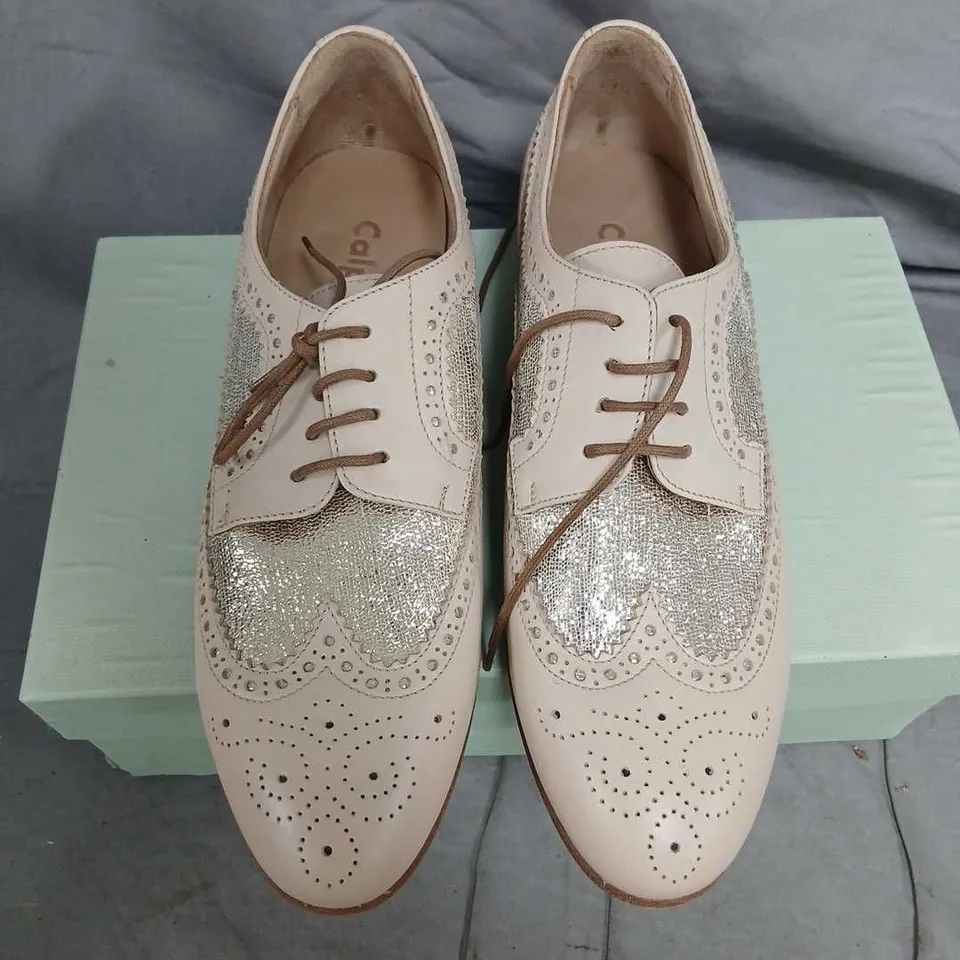 CALPIERRE ZAPATOS DESIGNER SHOES – WOMEN'S BEIGE WITH SILVER GLITTER, UK 7 (EU 40)