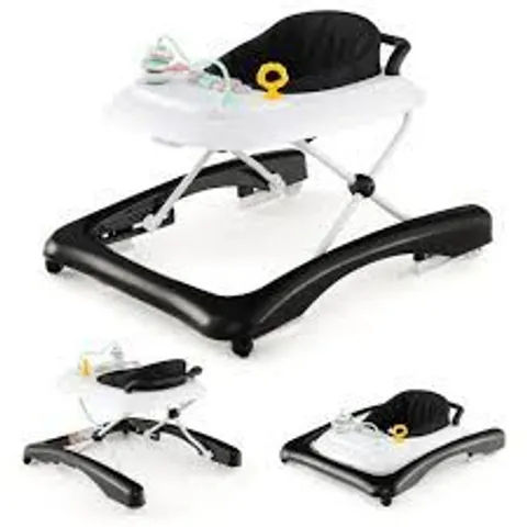 BOXED COSTWAY FOLDABLE BABY WALKER WITH WHEELS AND ANTI ROLL OVER FOR KIDS - BLACK