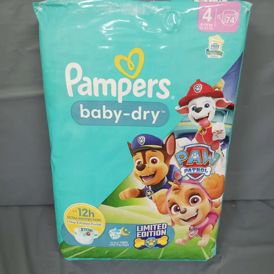 PAMPERS BABY-DRY LIMITED EDITION PAW PATROL NAPPIES SIZE4 74 PACK