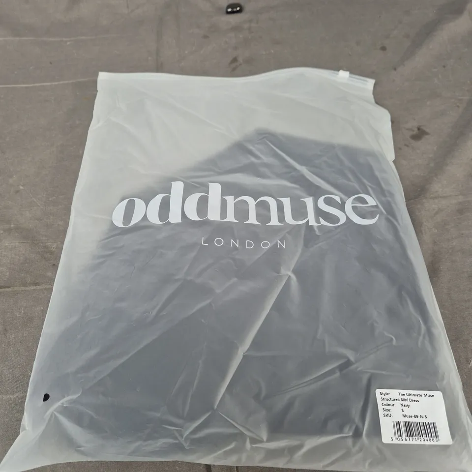 ODDMUSE LONDON THE ULTIMATE MUSE STRUCTURED MINI DRESS – NAVY, UK SIZE S