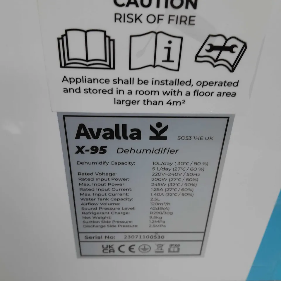 BOXED AVALLA X-95 DEHUMIDIFIER