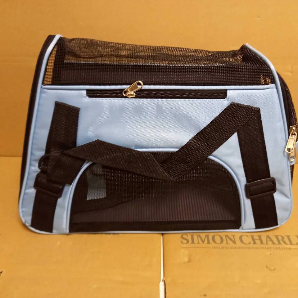 DESIGNER STYLE PET CARRIER - BLUE/BLACK